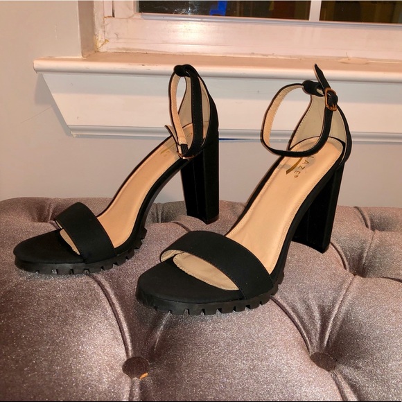 Glaze Shoes - Glaze black suede strap sandals high heels